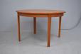 Vintage circular dining table in teak on triangular legs - view 6