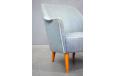 Carl Malmsten design samspel armcahir in original blue fabric upholstery