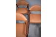 Set of 8 carver chairs in new tan leather upholstery designed 1963 by Kurt Olsen for Slagelse Mobelfabrik
