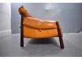 Tan leather sofa designed by Percival lafer, Brazil 1960