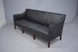 Jacob Kjaer design vintage black leather 3 seat sofa  - view 3