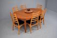 Vintage circular dining table in teak on triangular legs - view 2