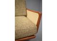 Original sprung cushions on Hvidt & Molgaard settee with solid teak frame.