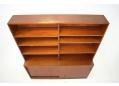 Bookcase top wall unit with adjustable shelves & 2-door base cabinet.