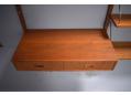 2 bay PS system in teak with 10 shelves & desk cabinet with 2 drawers