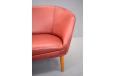 Vintage swedish design 2 seater red leather sofa produced by Illums Bolighus