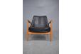 Oak framed SEAL armchair with original black leather upholstery