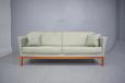 Modern danish 2 seat sofa in pale grey leather upholstery  - view 2