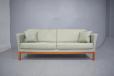 Modern danish 3 seat sofa in pale grey leather upholstery  - view 2