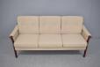 Shallow frame high seated modern sofa in beige striped cream woolen upholstery - view 3