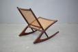 midcentury teak frame rocking chair made by Danish cabinetmaker