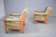 Brutalist nordic design armchairs with oak frame