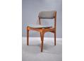 Oddense produced Erik Buch dining chair with grey fabric seat.