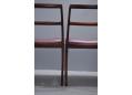 Elegant design detail of the gently curveing rear legs. Model 430 chairs by Helge Sibast
