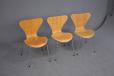 Iconic series 7 stacking dining chair in varnished beech ply on chrome legs