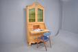 Solid light oak bureau | Glass door top cupboard - view 11