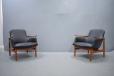 finn juhl design nv53 armchair in teak and black leather