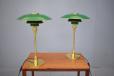 Poul Henningsen table lamp model PH3/2 in green & brass - view 8