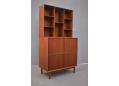 Stunning vintage teak tambour door unit  with bookcase top. Soborg Mobelfabrik model 305 & 300