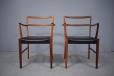 pair of vintage rosewod & black vinyl (original ) johannes andersen armchairs