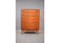 Teak chest of 6 drawers with cup handles made in Denmark.