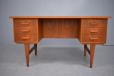 Small vintage teak desk from 1960s with 6 drawers - view 3