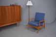 Arne Vodder reclining frame beech armchair with original spring cushions in new upholstery