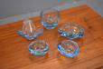 Per Lutken design blue glass 3 prong bowl | Holmegaard - view 7