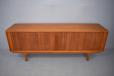 Model 156 vintage teak sideboard with tambour doors produced by Bernhard Pedersen & Son