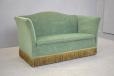 Vintage 2  seat box sofa in original green velvet upholstery