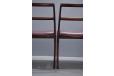 Elegant design detail of the gently curveing rear legs. Model 430 chairs by Helge Sibast