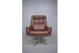Vintage brown leather retro swivel chair from 1970s - view 2