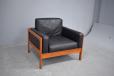 Henry w Klein vintage teak and black leather armchair  - view 4
