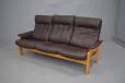 Svend Skipper design 3 seater brown leather sofa with beech frame