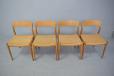 Set of 4 light oak frame dining chairs model 75 by Niels Moller