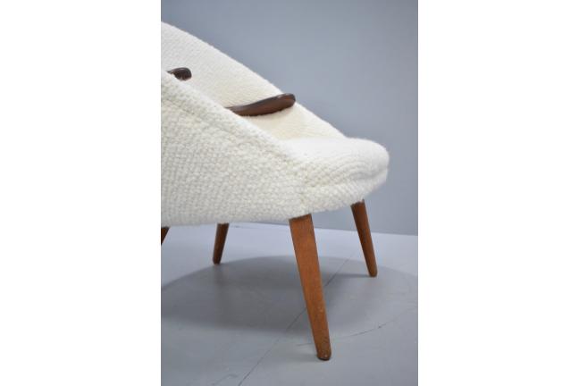 Vintage 1950s Danish design bucket chair - Alpaca wool fabric