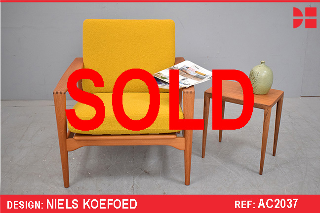 Niels Koefoed design vintage teak armchair model LARS with new upholstered cushions