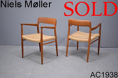 Niels Moller teak armchair| Model 56 | New cord seat