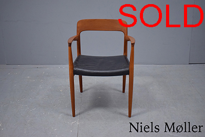 Niels Moller armchair | Teak & black leather | Model 56