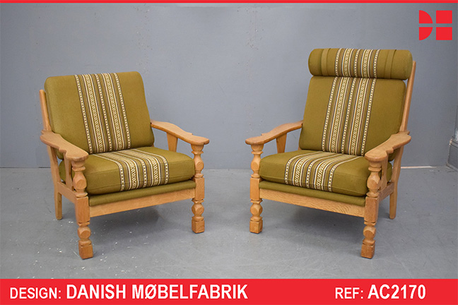 Brutalist design oak frame armchair by Danish Mobelfabrik