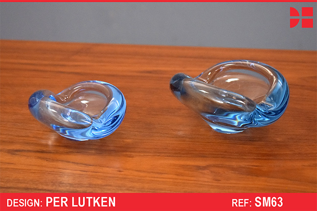 Per Lutken design blue glass ashtray | Holmegaard