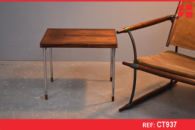 Rare folding side table with chrome legs | Rosewood