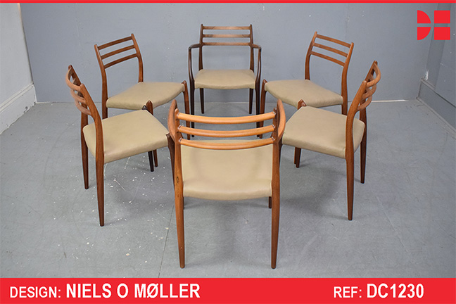 Set of 6 vintage rosewood dining chairs by Niels Moller
