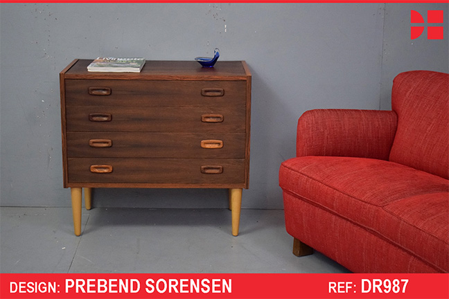 Vintage rosewood chest of 4 drawers by Prebend Sorensen