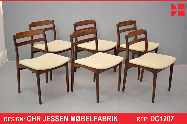 Vintage rosewood dining chairs produced by Chr. Jessen Mobelfabrik | Set of 6