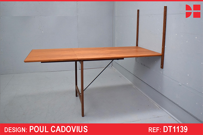 Wall mounted teak dining table by Poul Cadovius