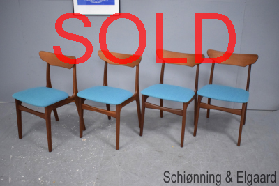 Set of 4 teak chairs in Steelcut 3 fabric | Schionning & Elgaard