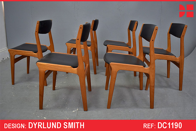 Set of 6 vintage teak dining chairs produced by Dyrlund Smith