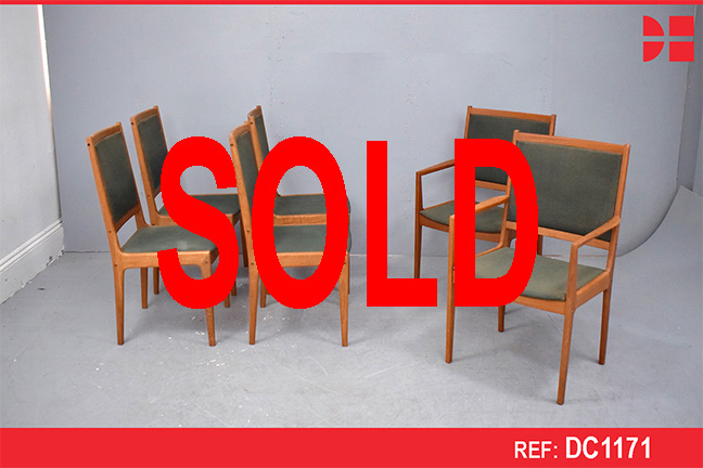 Set of 6 vintage teak dining chairs for reupholstery