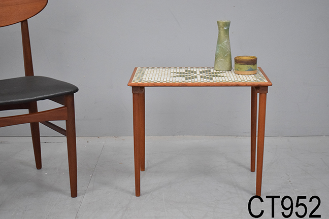 Vintage teak small side table with tiles | Danish design